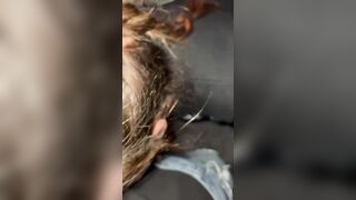 College skank sucking off me & my Brother off / letting us cumm into her mouth