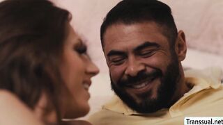 Big guy rimjob and analed busty TS stepsis