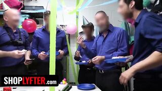 Shoplyfter - Blonde teen Yo Caught Stealing For The Third Time And Getting Gang Bang By The Security Team
