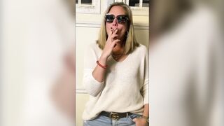 Hot Suburban Mom Power Smoking inside the Garage