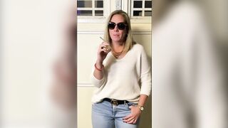 Hot Suburban Mom Power Smoking inside the Garage