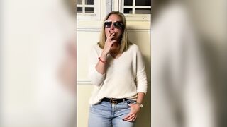 Hot Suburban Mom Power Smoking inside the Garage