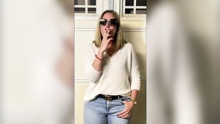 Hot Suburban Mom Power Smoking inside the Garage