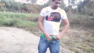 Playing with cock and jerks off outside- HOOOT