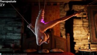 Triss into reverse shibari suspension (The Awakening)