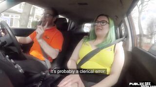 Chubby driving college girl outdoor boned by tutor outside inside vehicle