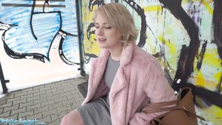 Outdoors Agent Short hair blonde amateur teens with soft natural body picked up as bus stop and pounded inside a basement with her clothes on by dude with a long dick ending with facial cummed