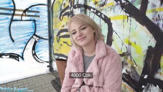 Outdoors Agent Short hair blonde amateur teens with soft natural body picked up as bus stop and pounded inside a basement with her clothes on by dude with a long dick ending with facial cummed