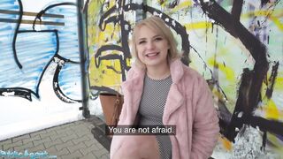 Outdoors Agent Short hair blonde amateur teens with soft natural body picked up as bus stop and pounded inside a basement with her clothes on by dude with a long dick ending with facial cummed