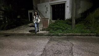 Stepsister give a fellatio while taking a walk inside the woods public
