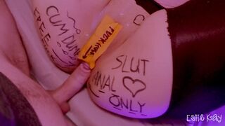 Bound up lover having fun after party. She is a free use anal bimbo