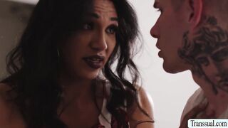 Latina TS stepmom comforts stepsons ass