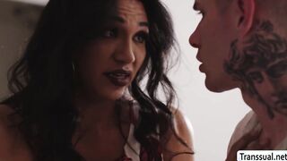 Big ass TS stepmom comforts stepsons ass