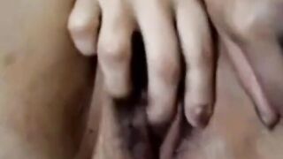 Hairy Amateur Asian MILF Squirts and Swallows a Load