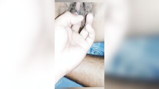 Massaging and Finger Bang a oriental bushy cunt 