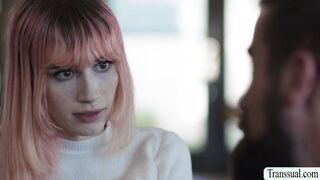 Handsome stepdad analed pink haired TS
