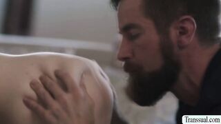 Handsome stepdad analed pink haired TS