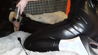 Domina Nika pumped up a sub's cock. Hand Job. Armpit bdsm.