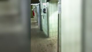 Risky jerk off in public shower