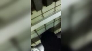 Risky jerk off in public shower