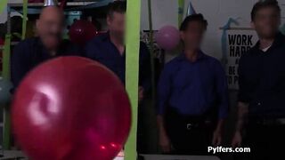 Surprise gang bang party at the security office
