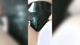 Anal with a long vibrator while she moans
