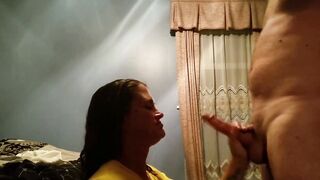 Abbs sucks the cum out of my cock