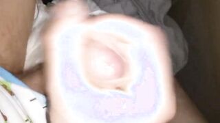 Twink cumming his wet diaper