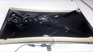 pvc vacbed orgasm with toy and e-stim