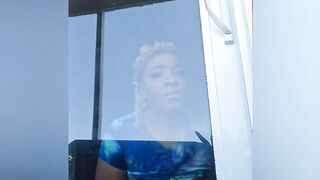 Outdoor risky masturbation session on my friend's balcony midday