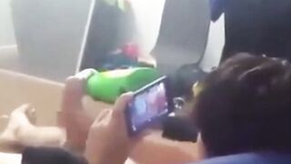 Watch my friend cumming while he's watching porn