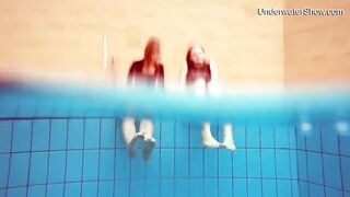 Diana Zelenkina and Simonna hot brunettes in the pool
