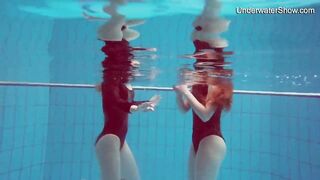 Diana Zelenkina and Simonna hot brunettes in the pool
