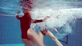 Diana Zelenkina and Simonna hot brunettes in the pool