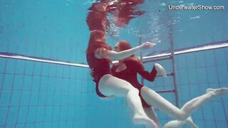 Diana Zelenkina and Simonna hot brunettes in the pool