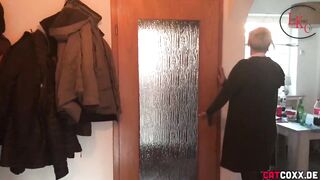 Roofer painfully tears the butt of lonely housewife!