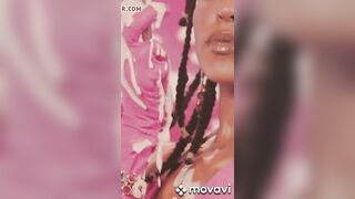 Tinishe huge tits showing off for her career