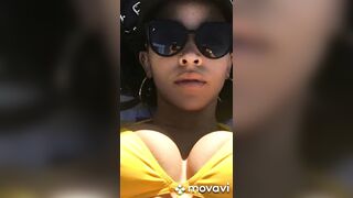 Tinishe huge tits showing off for her career