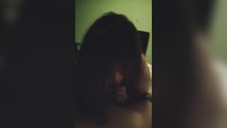 Asian skank giving a nice blowjob and balls licking