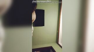 Asian skank giving a nice blowjob and balls licking