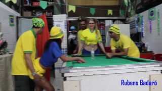 Brazilian fans celebrate their victory inside the cup cabaret and end up inside a mind-sucking off sex party