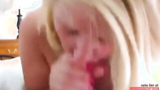 Hot Blond MILF gives blowjob