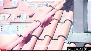 Cute blonde plays with her big natural titted while masturbating