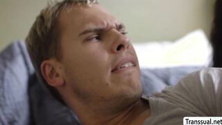 Weird TS fucks both her gf and stepbro