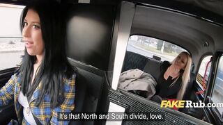 Lesbo Taxi Driver Gets Lucky With A Big Titted Turned On Blonde