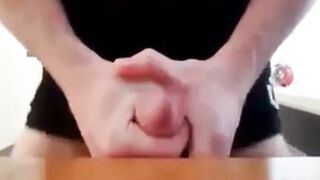 Guy wanks his enormous gigantic cock