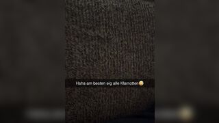 German gym bimbos wants cum on her clothes from bro on Snapchat