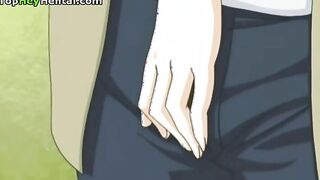 Hentai busty babe helps to cum using her big boobs