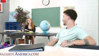 Redheaded substitute professor rules with an iron fat booty