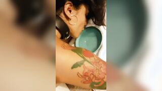 HISPANIC TAKES PENIS AND DRINKS FROM DOG BOWL
